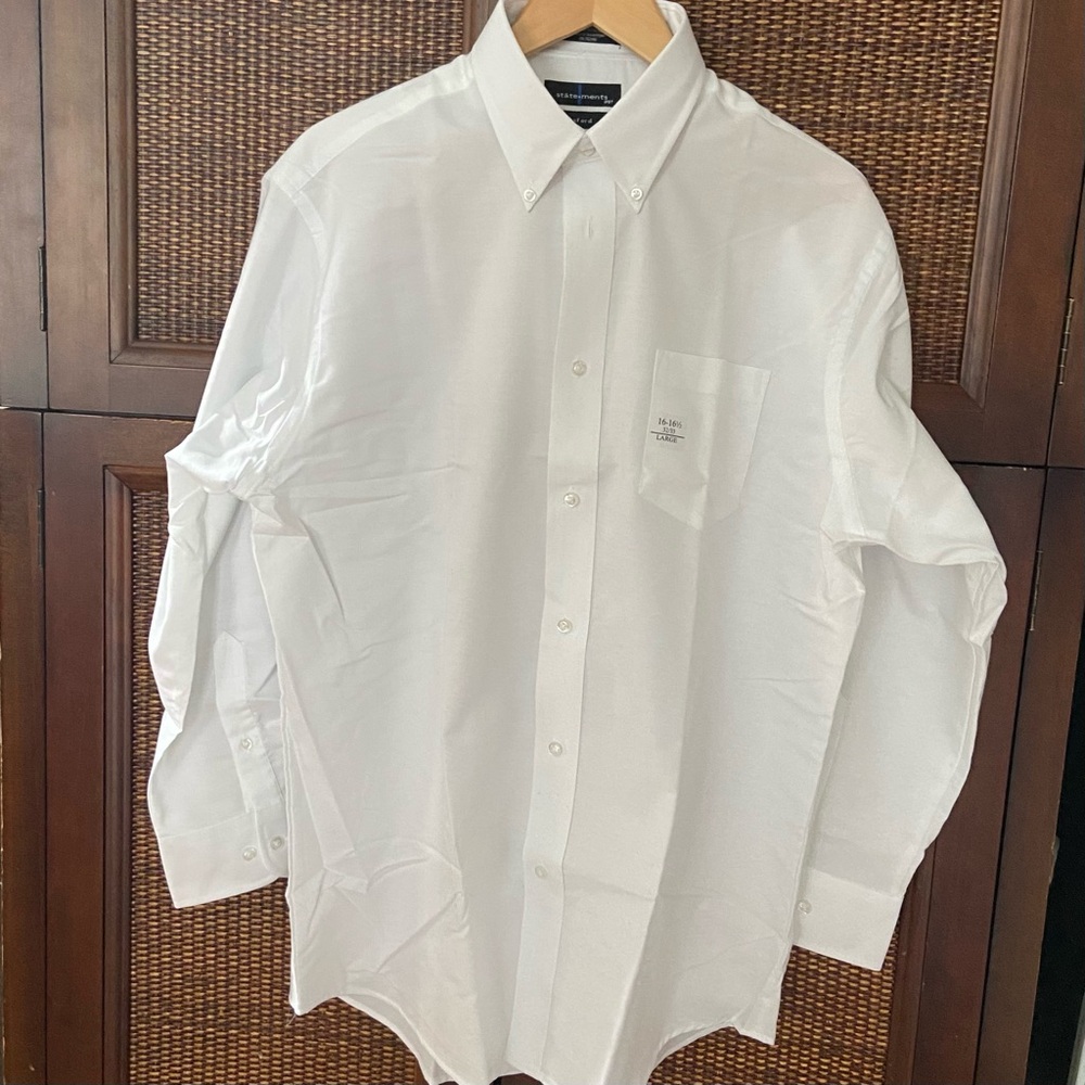 New Men’s White Oxford Button Down Shirt